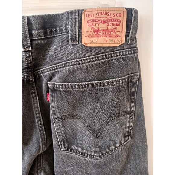 Levi's 505 Jeans Mens 38X32 Straight Leg Black Denim Fade - Picture 2 of 9